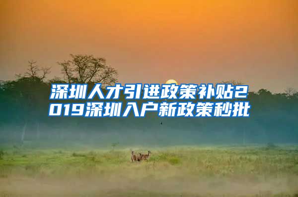 深圳人才引进政策补贴2019深圳入户新政策秒批