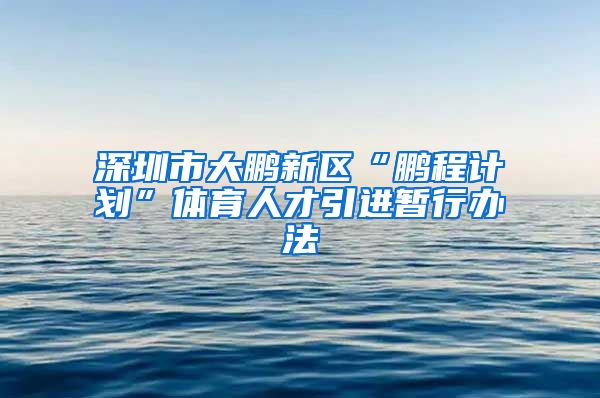 深圳市大鹏新区“鹏程计划”体育人才引进暂行办法