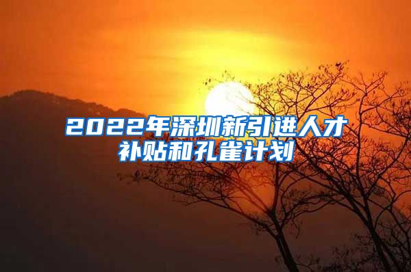 2022年深圳新引进人才补贴和孔雀计划