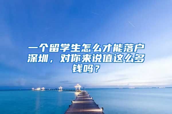 一个留学生怎么才能落户深圳，对你来说值这么多钱吗？