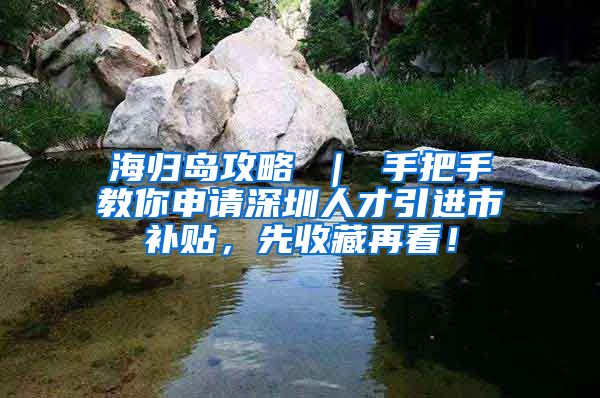 海归岛攻略 ｜ 手把手教你申请深圳人才引进市补贴，先收藏再看！
