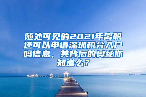 随处可见的2021年离职还可以申请深圳积分入户吗信息，其背后的奥秘你知道么？