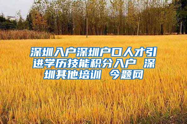 深圳入户深圳户口人才引进学历技能积分入户 深圳其他培训 今题网