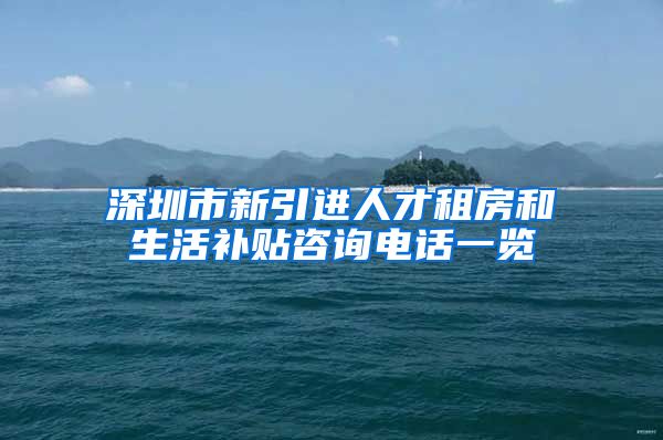 深圳市新引进人才租房和生活补贴咨询电话一览