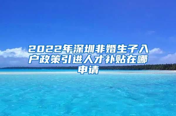 2022年深圳非婚生子入户政策引进人才补贴在哪申请