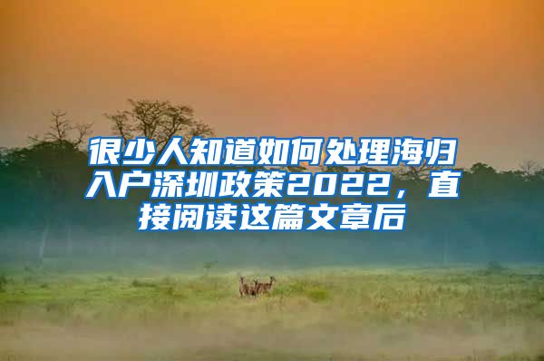 很少人知道如何处理海归入户深圳政策2022，直接阅读这篇文章后