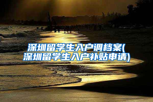 深圳留学生入户调档案(深圳留学生入户补贴申请)