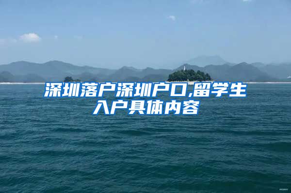 深圳落户深圳户口,留学生入户具体内容
