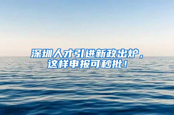 深圳人才引进新政出炉，这样申报可秒批！