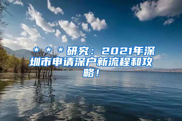 ＊＊＊研究：2021年深圳市申请深户新流程和攻略！