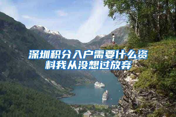 深圳积分入户需要什么资料我从没想过放弃