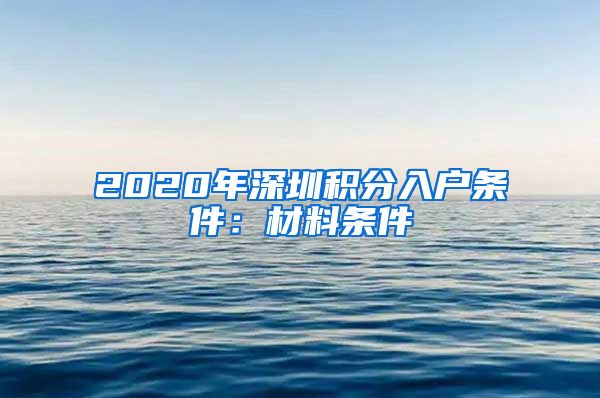 2020年深圳积分入户条件：材料条件