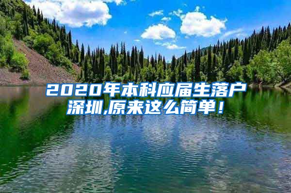 2020年本科应届生落户深圳,原来这么简单！