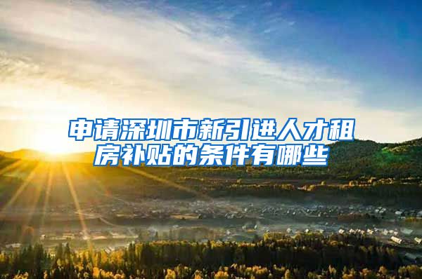 申请深圳市新引进人才租房补贴的条件有哪些