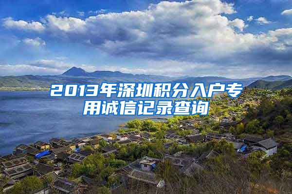 2013年深圳积分入户专用诚信记录查询