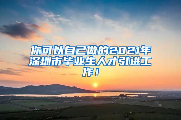 你可以自己做的2021年深圳市毕业生人才引进工作！