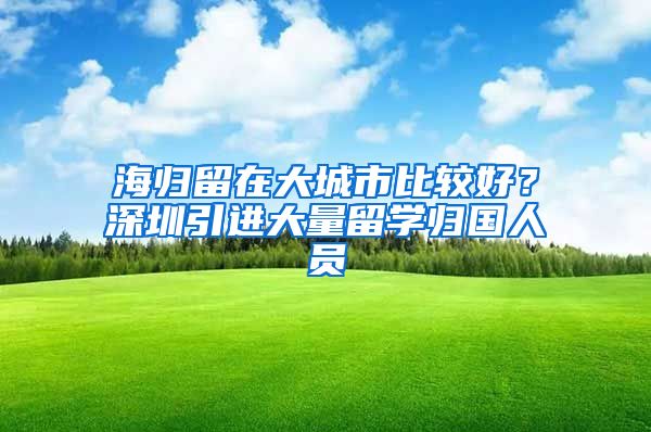 海归留在大城市比较好？深圳引进大量留学归国人员