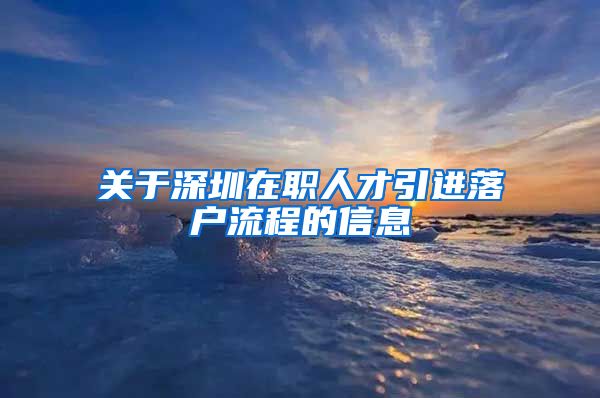 关于深圳在职人才引进落户流程的信息