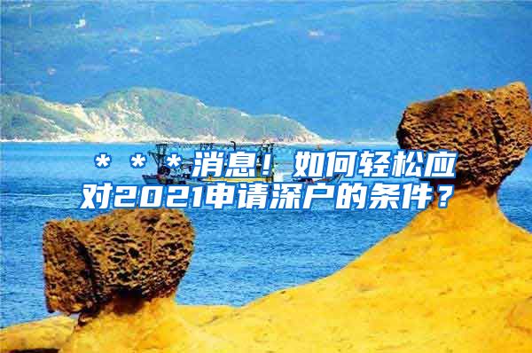 ＊＊＊消息！如何轻松应对2021申请深户的条件？