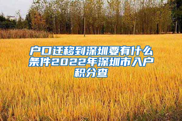 户口迁移到深圳要有什么条件2022年深圳市入户积分查