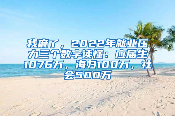 我麻了，2022年就业压力三个数字读懂：应届生1076万，海归100万，社会500万