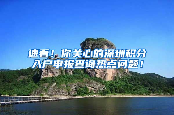 速看！你关心的深圳积分入户申报查询热点问题！