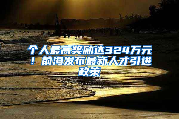 个人最高奖励达324万元！前海发布最新人才引进政策