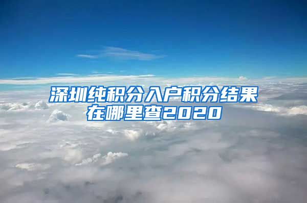 深圳纯积分入户积分结果在哪里查2020