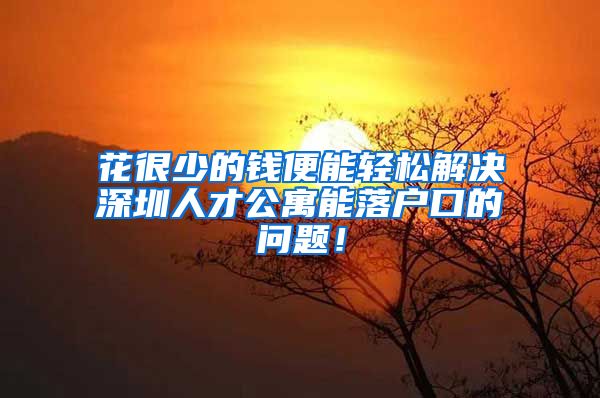 花很少的钱便能轻松解决深圳人才公寓能落户口的问题！