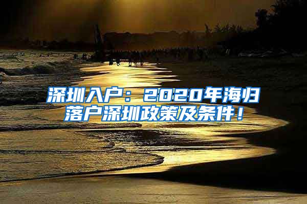 深圳入户：2020年海归落户深圳政策及条件！