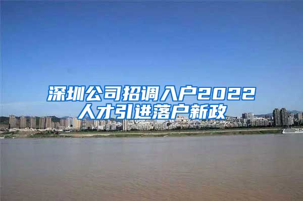 深圳公司招调入户2022人才引进落户新政