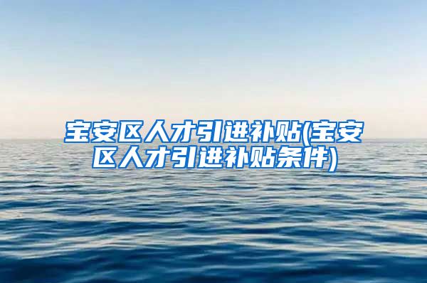 宝安区人才引进补贴(宝安区人才引进补贴条件)