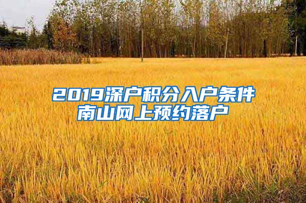 2019深户积分入户条件南山网上预约落户