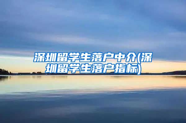 深圳留学生落户中介(深圳留学生落户指标)