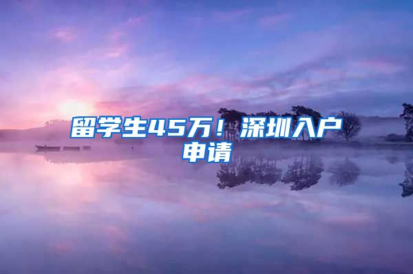 留学生45万！深圳入户申请