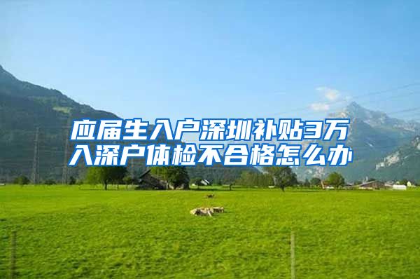 应届生入户深圳补贴3万入深户体检不合格怎么办