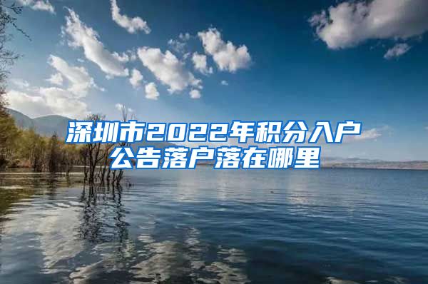 深圳市2022年积分入户公告落户落在哪里