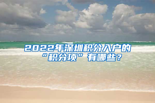 2022年深圳积分入户的“积分项”有哪些？