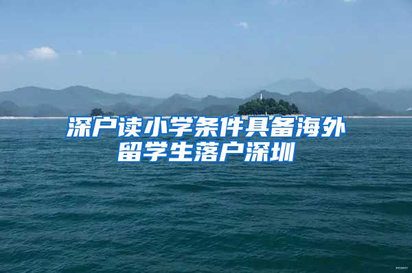 深户读小学条件具备海外留学生落户深圳