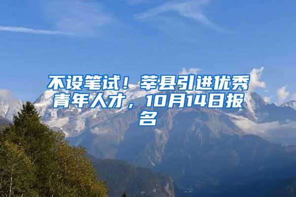 不设笔试！莘县引进优秀青年人才，10月14日报名