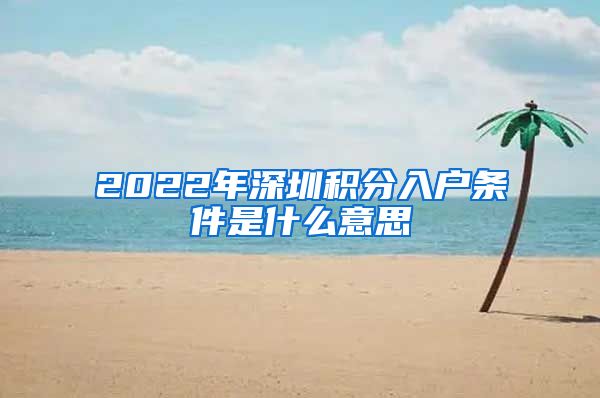 2022年深圳积分入户条件是什么意思