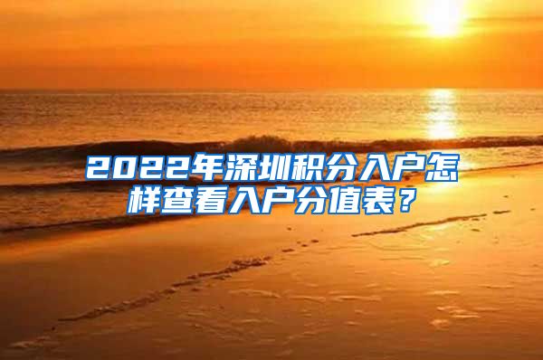 2022年深圳积分入户怎样查看入户分值表？