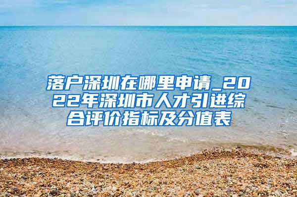 落户深圳在哪里申请_2022年深圳市人才引进综合评价指标及分值表