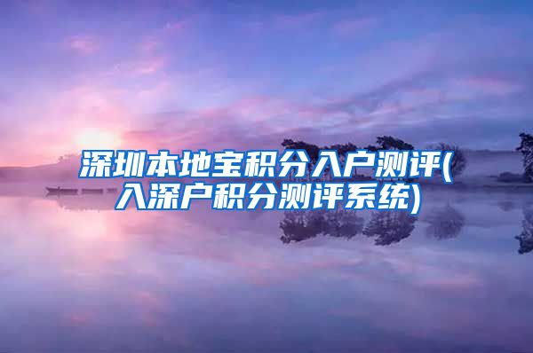 深圳本地宝积分入户测评(入深户积分测评系统)