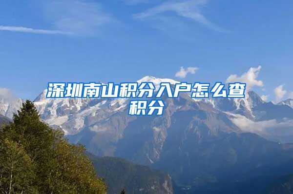 深圳南山积分入户怎么查积分