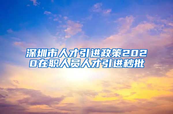 深圳市人才引进政策2020在职人员人才引进秒批