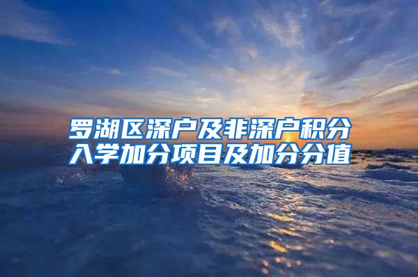 罗湖区深户及非深户积分入学加分项目及加分分值