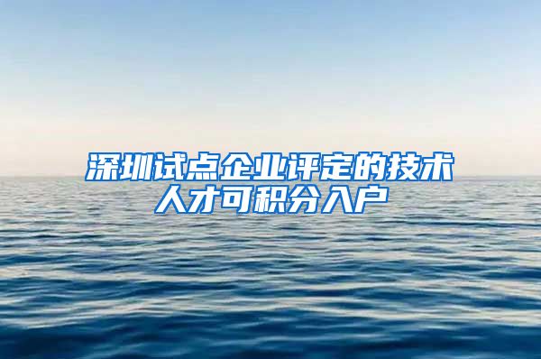 深圳试点企业评定的技术人才可积分入户