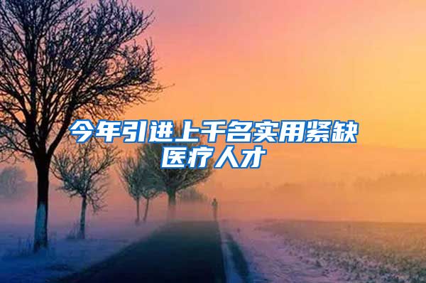 今年引进上千名实用紧缺医疗人才