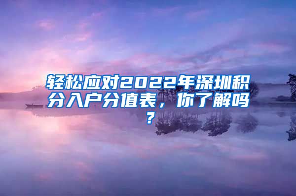 轻松应对2022年深圳积分入户分值表，你了解吗？